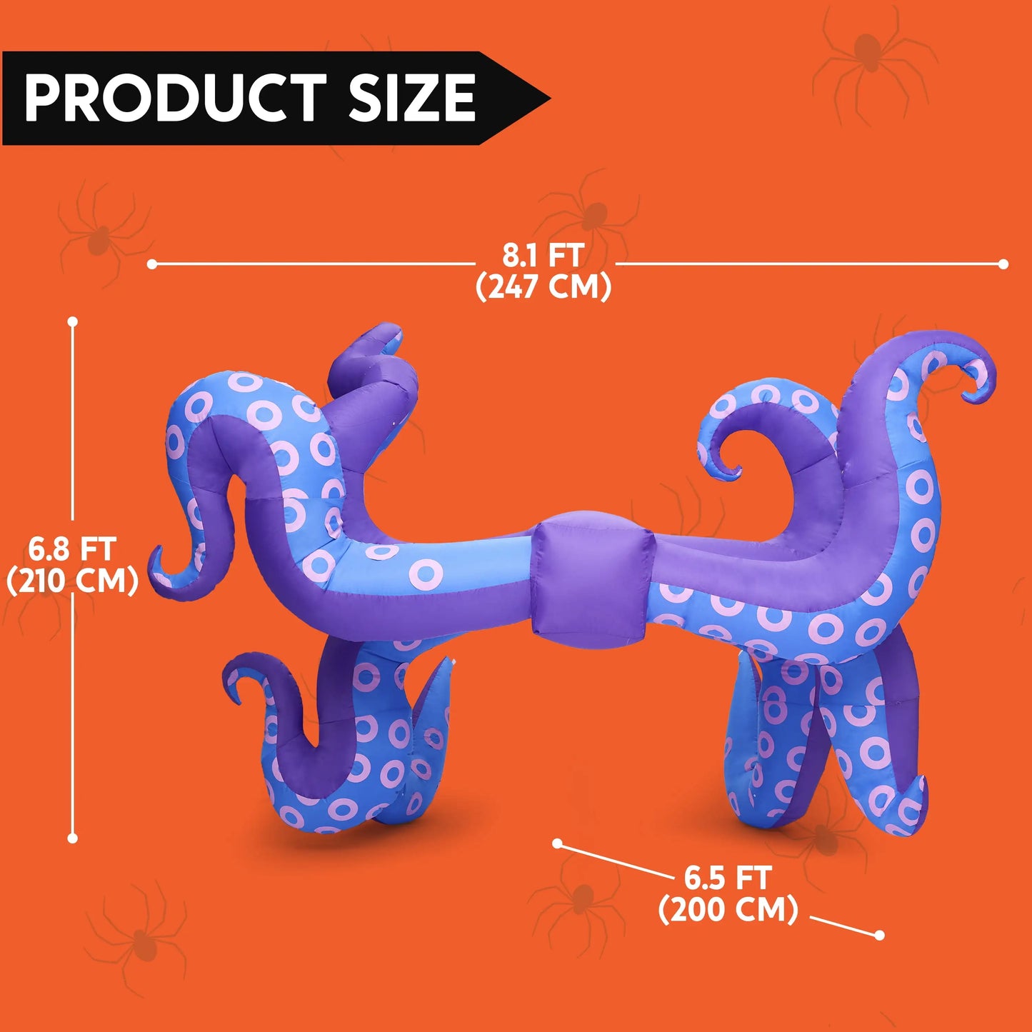 Joyfy 8 pcs Halloween Inflatable Octopus Tentacles Decoration Octopus Tentacles with Built-in LED Light for Halloween Party