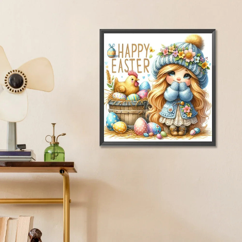 30*30CM 5D DIY Full Round Drill Diamond Painting Easter Gnome Egg Kit Home Decoration Art Craft Mosaic Painting