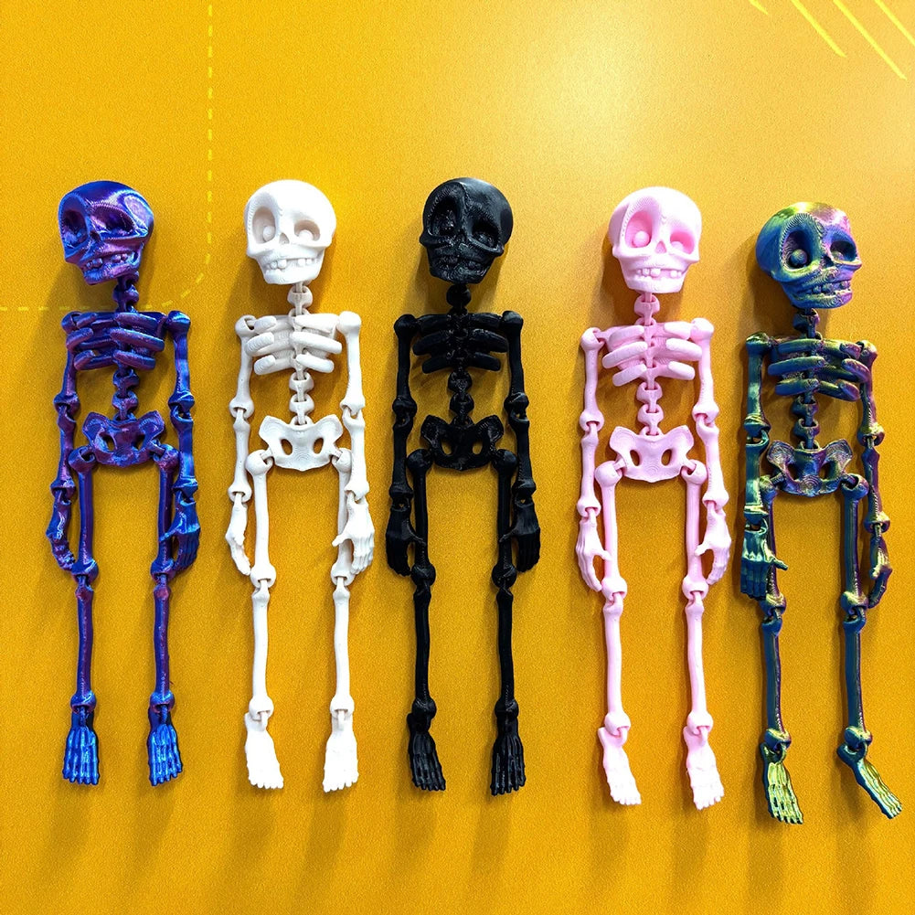 2/5PCS 3D Printed Skeleton Fridge Magnets with Movable Joints Cute Skull Fridge Magnets Home Kitchen Halloween Funny Decoration