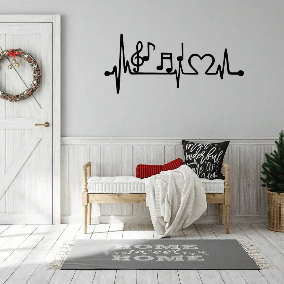 Music & Love Metal Wall Art - Couple-Themed Decor for Indoor/Outdoor Use. Ideal Anniversary Gift for room, or Dining Room.