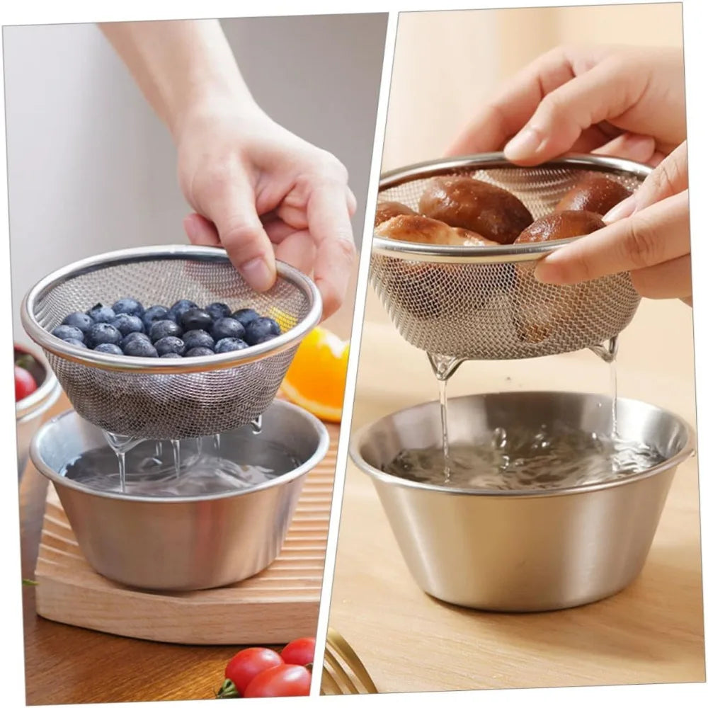 1Set Colander and Bowl Set Fruits Washing Basket Strainer for Kitchen Drainage Easy to Use for Rinsing Vegetables and Fruits