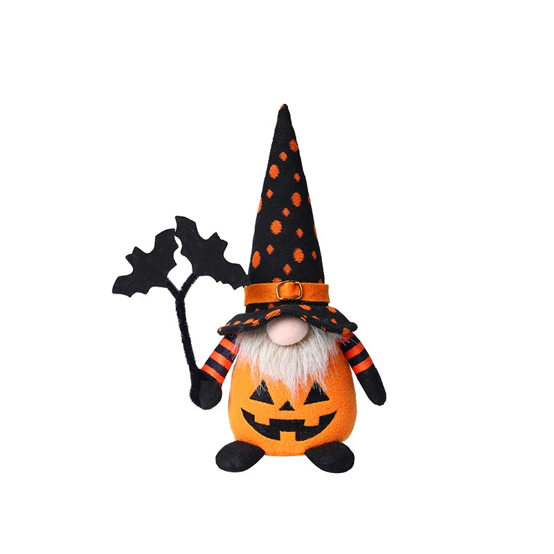 Halloween Gnome Decorations,Handmade Pumpkin Bat Ornaments Swedish Tomte Nordic Plush Elf Doll Nisse Adorable Gnome