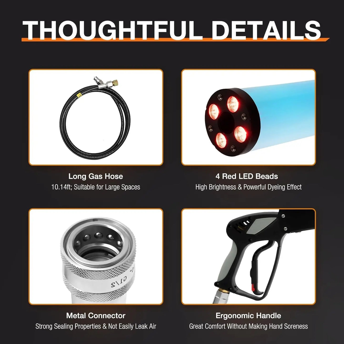 CO2 Handheld Fog Gun Smoke Machine with LED Lights Handheld CO2 Jet Machine with 3 Meter Gas Hose