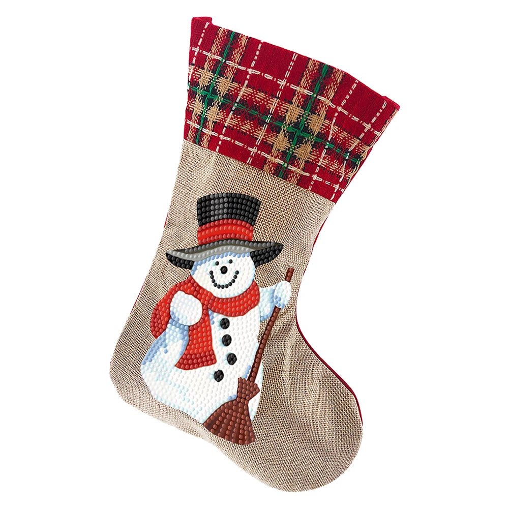 Christmas Decor Diamond Painting Stocking Snowman Diamond Xmas Fireplace Hanging Stockings Owl Pine for Family Party Decorations