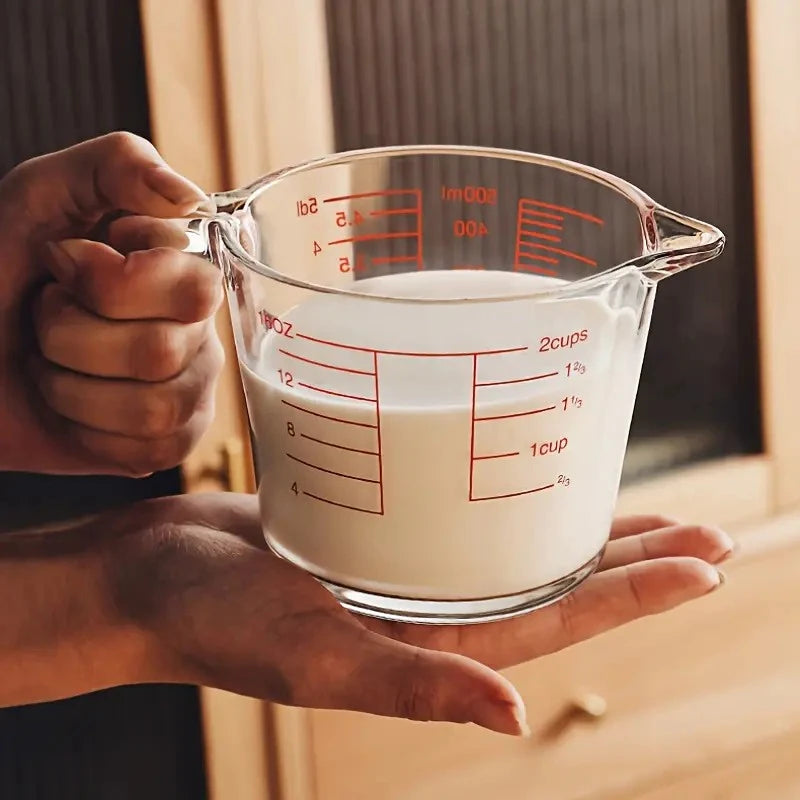 500ml Shatterproof Glass Measuring Cup with Precise Scale Microwave and Oven Safe Ergonomic Design for Kitchen Easy Clean