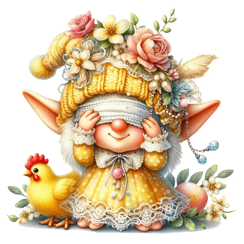 30*30CM 5D DIY Full Round Drill Diamond Painting Easter Gnome Egg Kit Home Decoration Art Craft Mosaic Painting