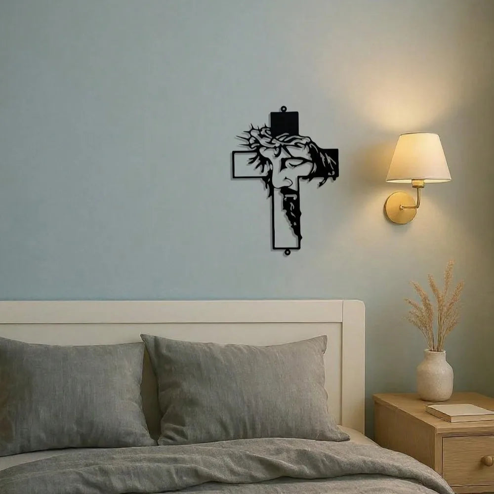 Premium 11.8Inch Jesus Metal Cross Wall Hanging–Rustic Christian Home Decor for Indoor&Outdoor Walls,Faith-Based Art for Bedroom