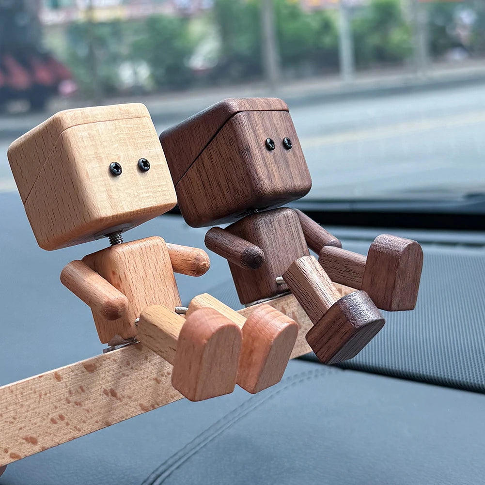 Handmade Shaking Feet Doll Funny Wood Desktop Decor Creative Wooden Man Figurine Handcrafted Statue for Car Dashboard Decor