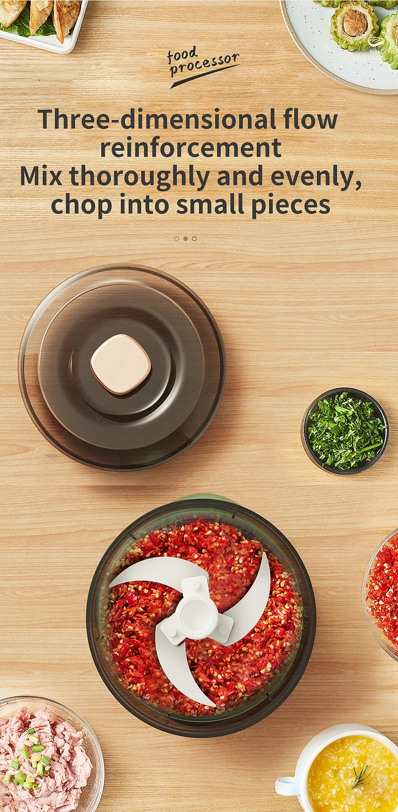 Kitchen Food Shredder Vegetable Meat Grinder 350ml Mini Wireless Electric Garlic Press Dual Purpose Garlic Puree Usb Charging