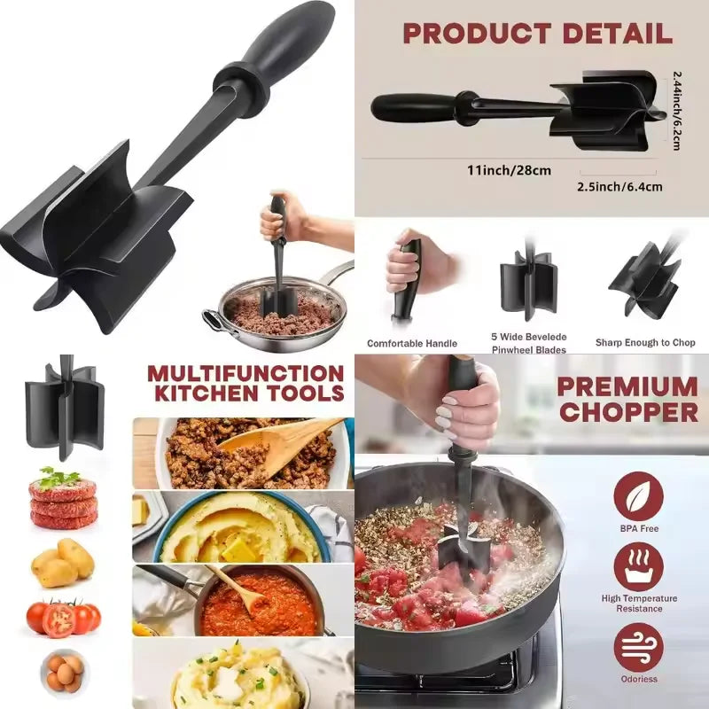 Kitchen Chicken Shredder Non-Slip Meat Grinders For Pork Beef Cooked Chicken Breasts Vegetable Kitchen Tool Handle Shredder