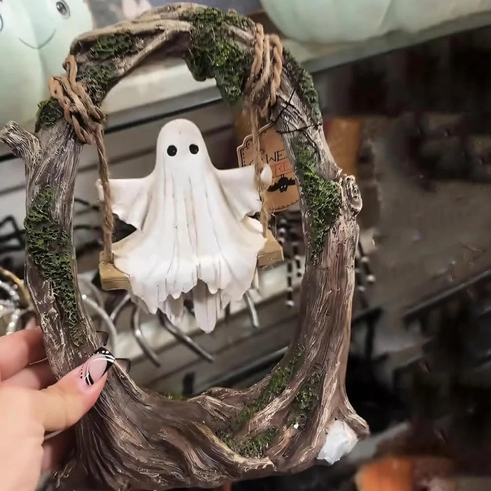 Swinging Ghost Ornament Multi-Purpose Cute Spooky Halloween Figurine Lovely Ghost Decorations for Desktop Bookshelf Decor