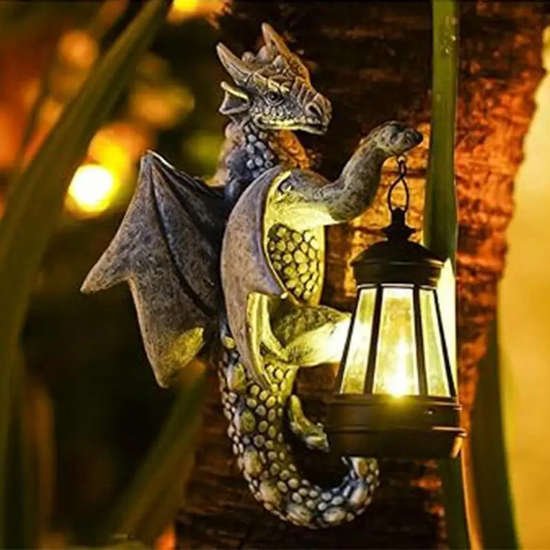 Garden Dragon Decor Solar Lights Solar-Powered Dragon Sculpture For Garden Solar Garden Statue Dragon Figurine For Hallway