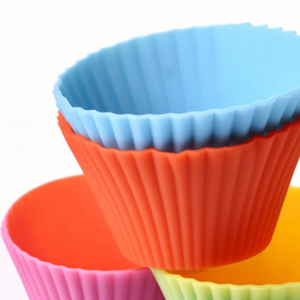 12 Pcs Bake Cupcake Mold Reusable Silicone Baking Cup Dessert Pudding Ramekin Holders Kitchen Baking Cup Muffin Cupcake Liners