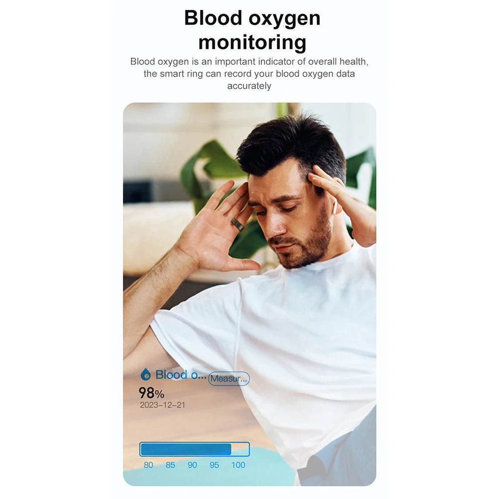 R02 Smart Ring Sleep Monitor 5.0 Bluetooth-Compatible Blood Oxygen Tracker IP68 & 5ATM Waterproof Wearable for Android for IOS