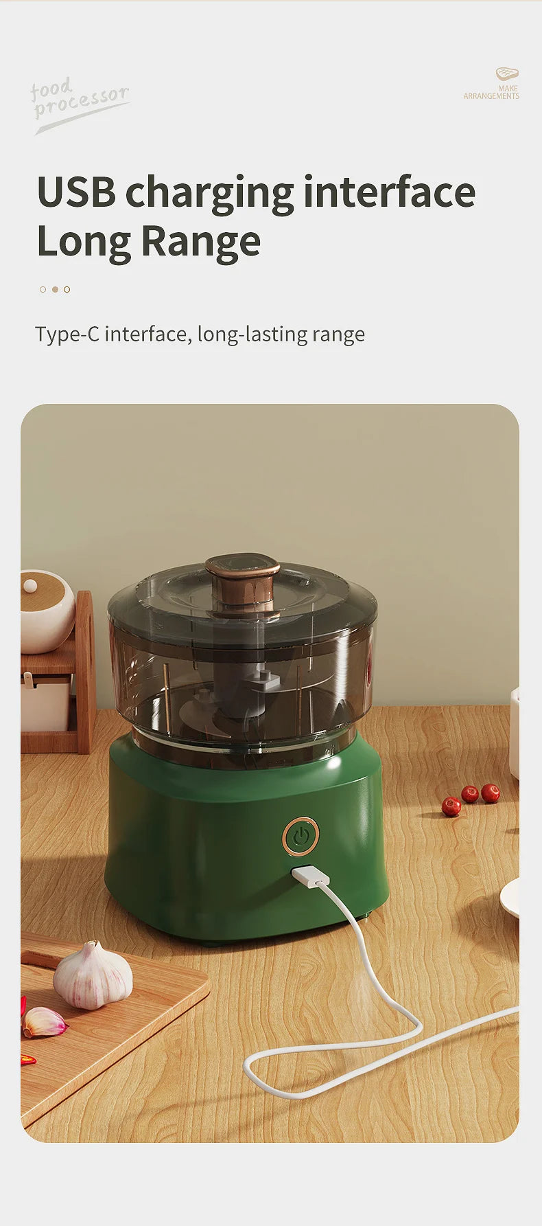 Kitchen Food Shredder Vegetable Meat Grinder 350ml Mini Wireless Electric Garlic Press Dual Purpose Garlic Puree Usb Charging