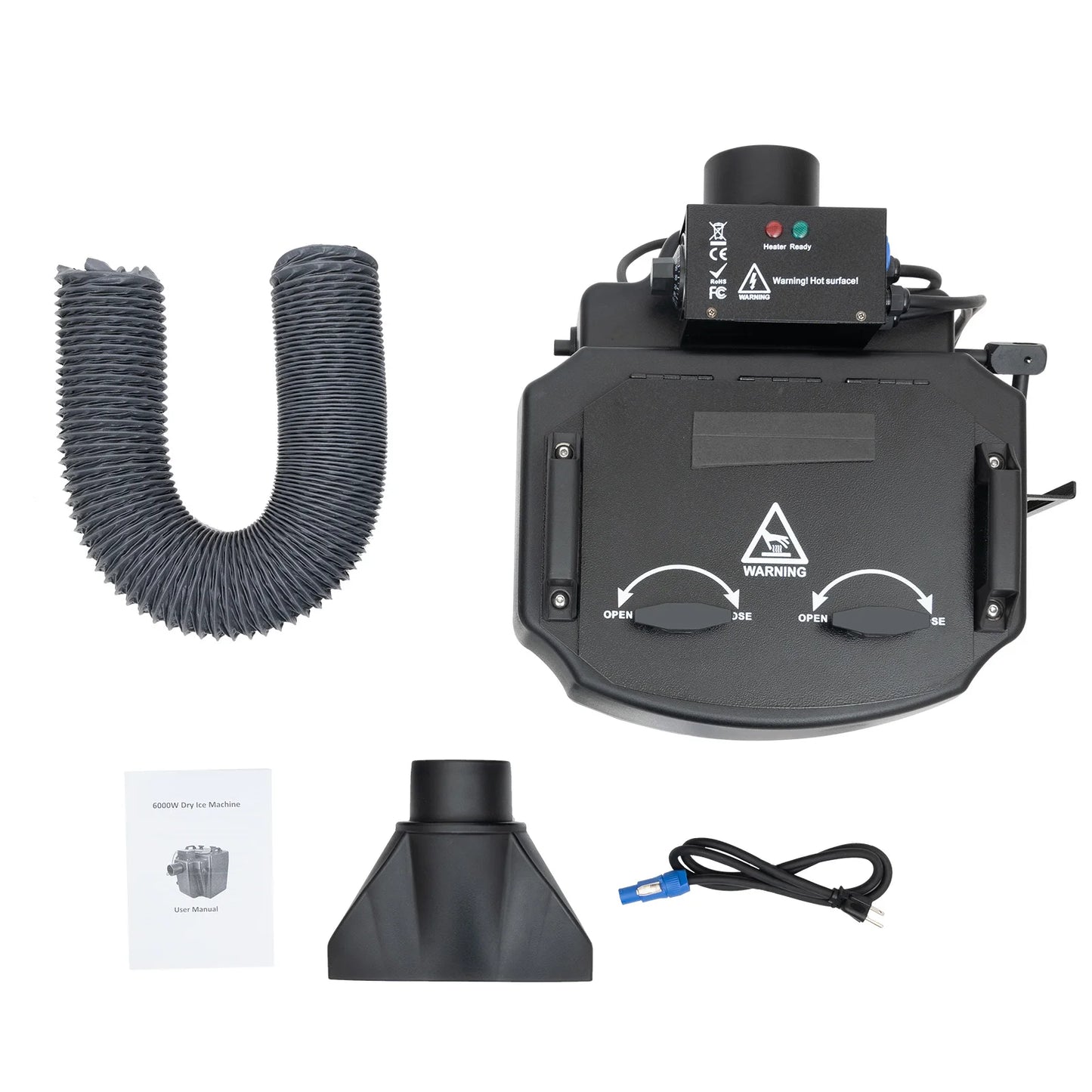 6000W Dry Ice Fog Machine Black Stainless Steel, Large 2152ft² Coverage, Intelligen for Large Stage Performances