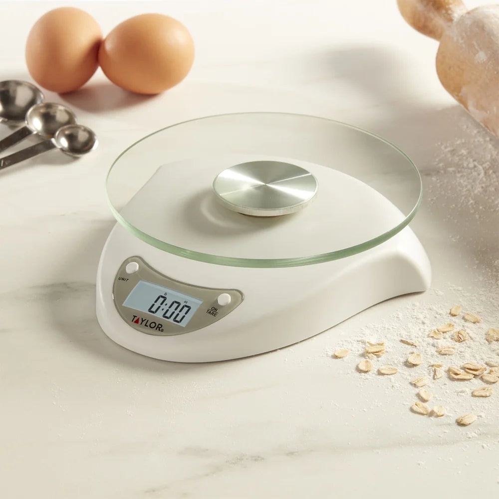 Digital Glass Kitchen Scale 6.6lb Capacity LCD Display Easy Tare Portion Control Compact Design Battery Included Stain Resistant