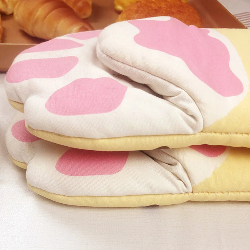 1Pc Cute Cat Paws Oven Mitts Cartoon Anti-Scald Microwave Heat Resistant Insulation Non-Slip Kitchen Cooking Gloves Baking Tool