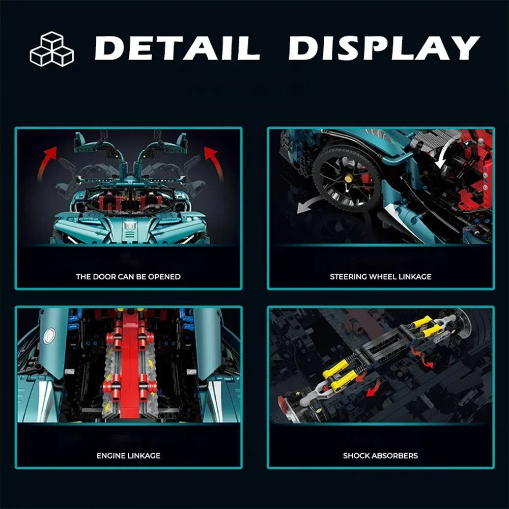 3468PCS Technical 1:8 ABOL-IE Supercar Building Blocks Model Bricks Assembly Sets Desktop Decoration Gifts For Room Decoration