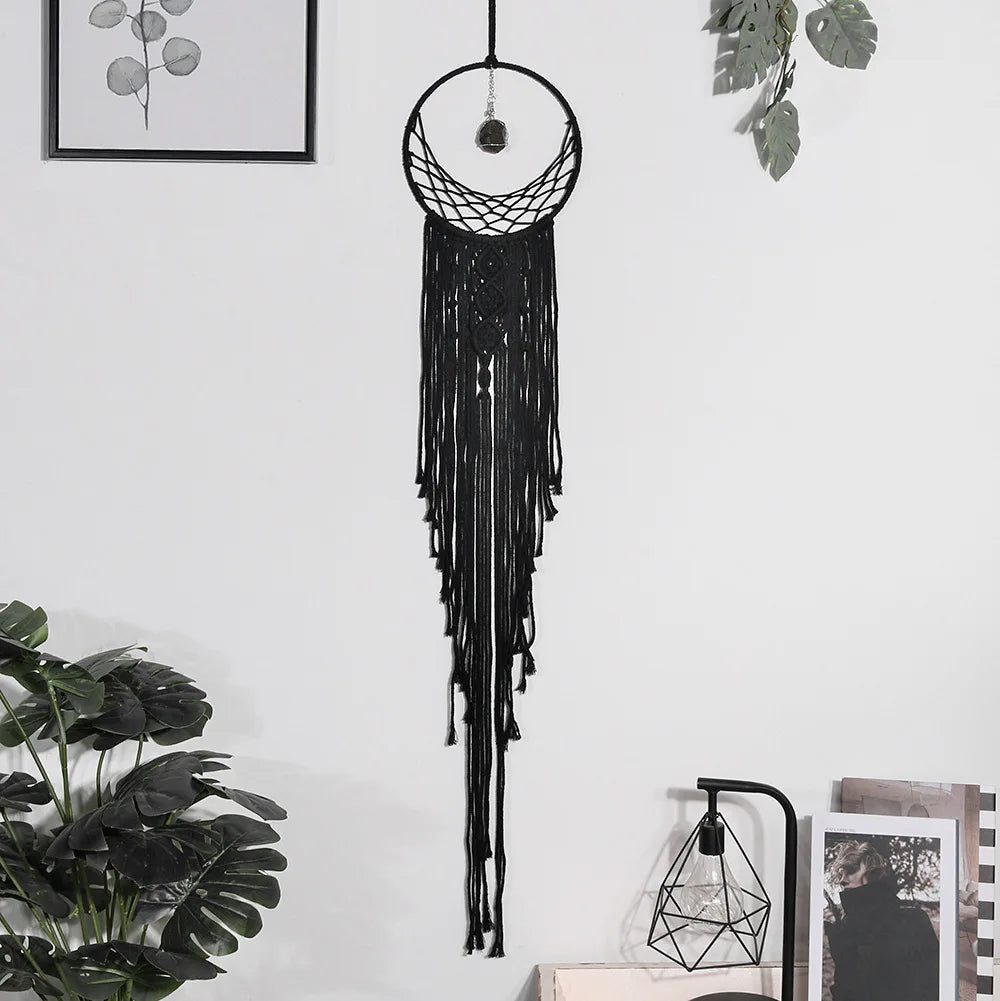 Nordic Bamboo Ring Cotton Thread Woven Tapestry Bohemian Wall Hanging Pendant Bedroom Living Room Decor