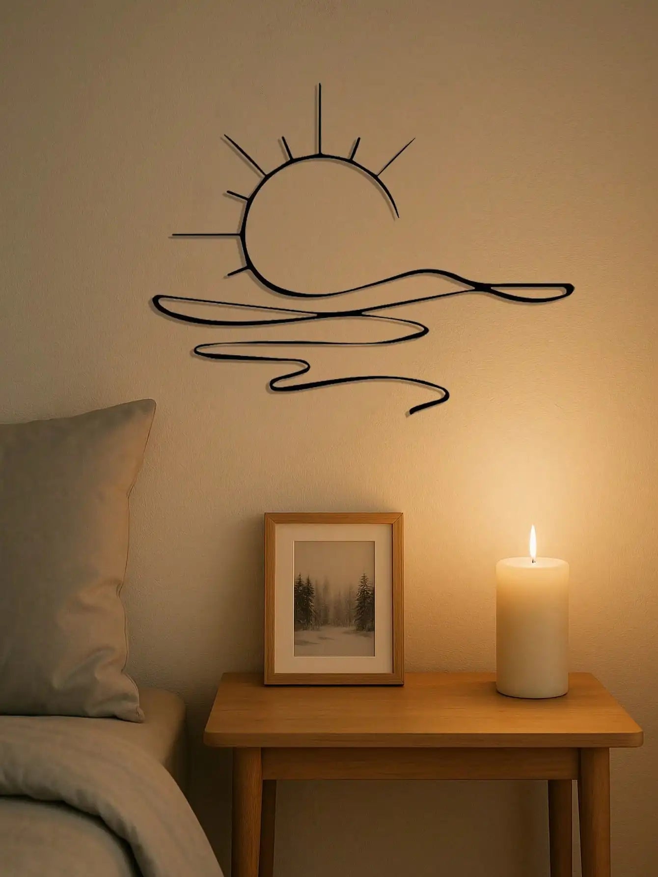 Minimalist Sunrise Metal Wall Art - Abstract Sun Line Wall Decor for Modern Home, Elegant Housewarming Gift Idea for Living Room