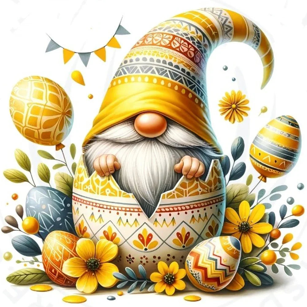 30*30CM 5D DIY Full Round Drill Diamond Painting Easter Gnome Egg Kit Home Decoration Art Craft Mosaic Painting