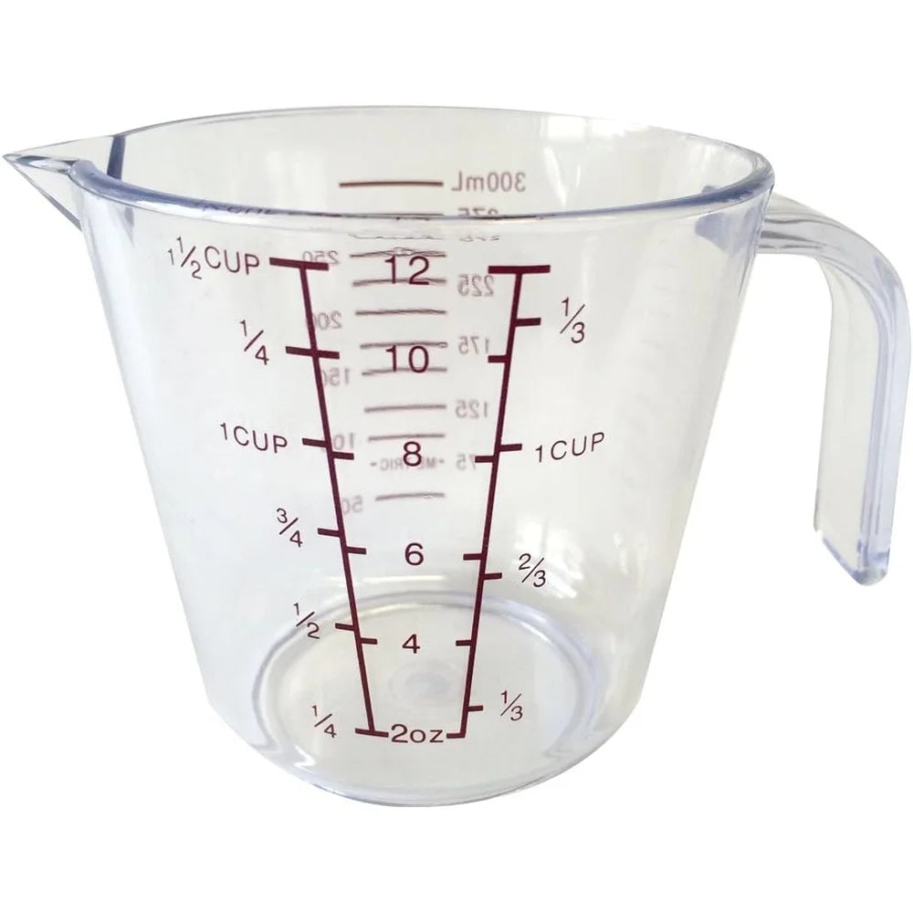 12 oz Plastic Measuring Cup Clear 1.5 Cup Capacity Kitchen Tool Baking Cooking Essential 4.75x3.63x3.5 Inch