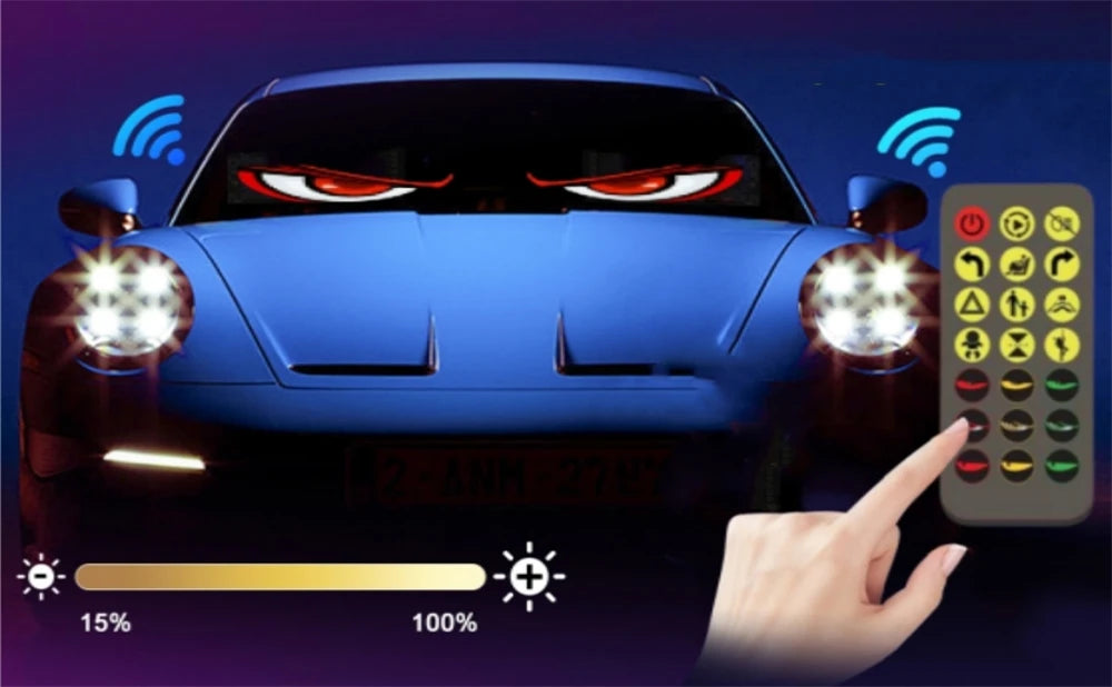 2PCS Devil Eyes Light Truck LED Windshield Eyes Custom Flexible Neon Matric Panel Car LED Display Flashing Evil Eyes For Cars