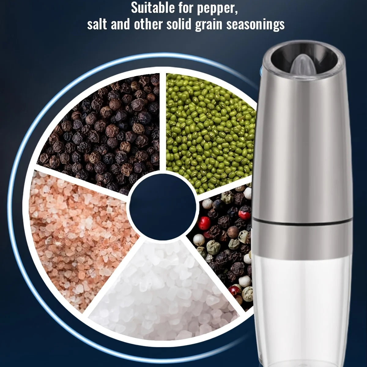 2-piece Automatic Seasoning Grinder, Adjustable Thickness,Battery powered, used for grinding spices such as pepper and sea salt
