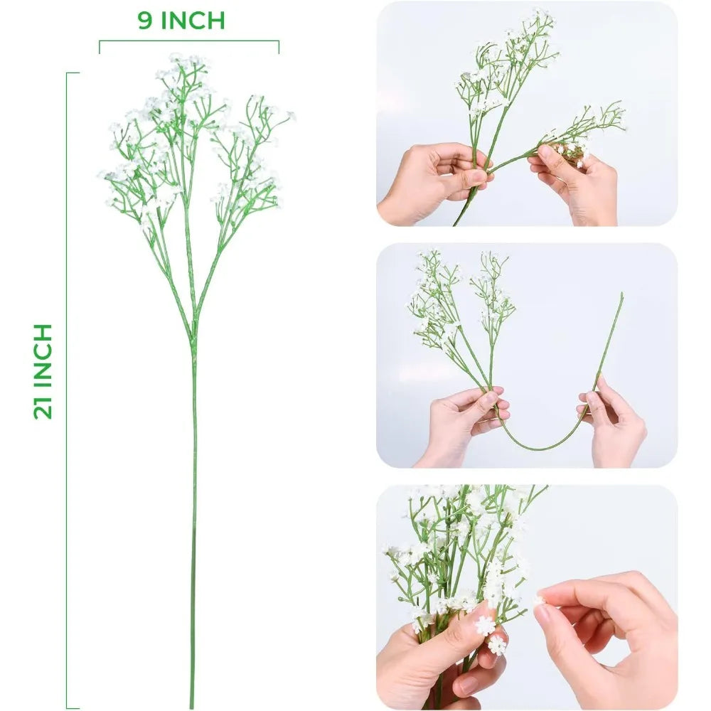Babys Breath Artificial Flowers,6 Pcs Gypsophila Real Touch Flowers for Wedding Party Home Garden Decoration
