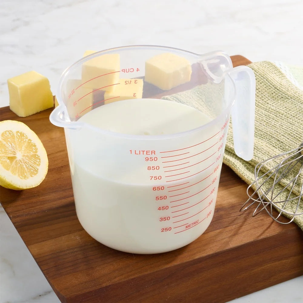 12 Pack 32 oz Clear PP Plastic Measuring Cups Easy Pour Spout Dishwasher Safe Imperial Metric Measurements Stackable Kitchen