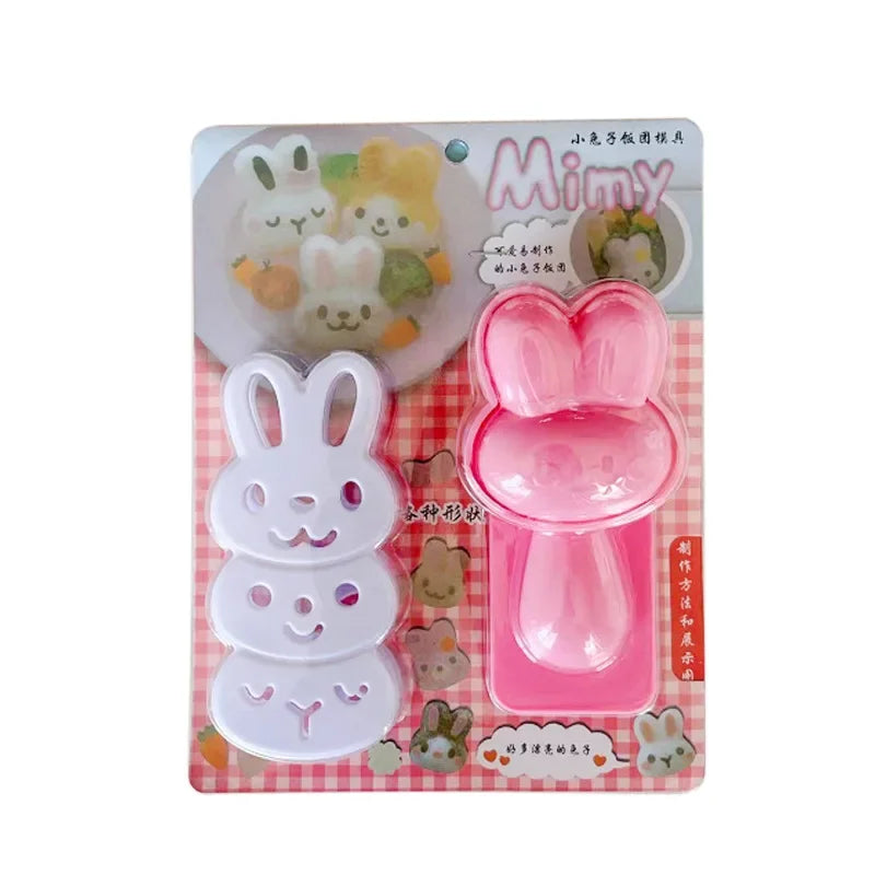 Rice Ball Mold Set Chicken Bear Kawaii Sushi Curry Rice Mould Pattern Bento Accessories Seaweed Cutter Kitchen Tools