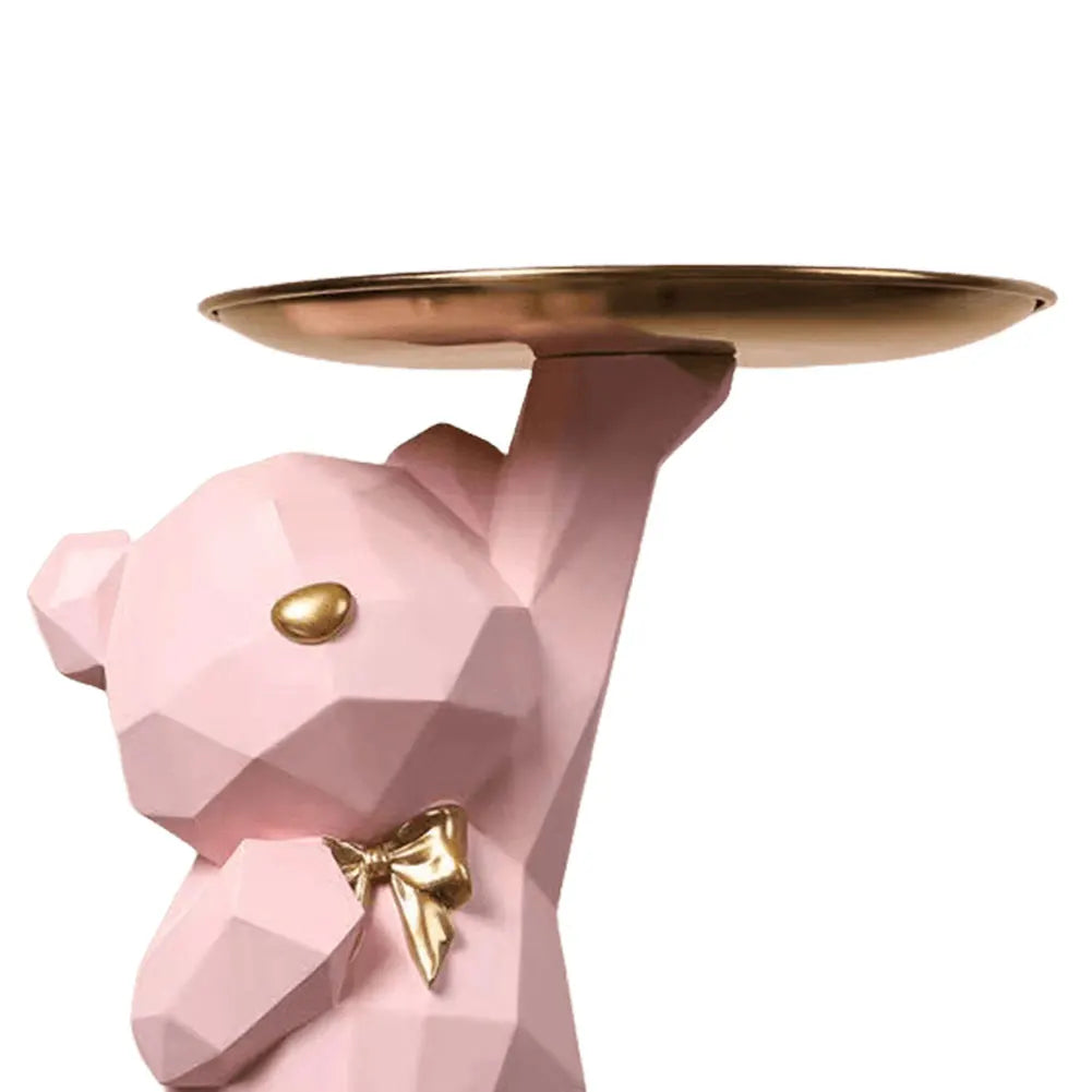 Resin Cute Bear Storage Tray Statue Table Decorations Cute Bear Storage Tray Statue Table Decoration for Entrance/Living Room