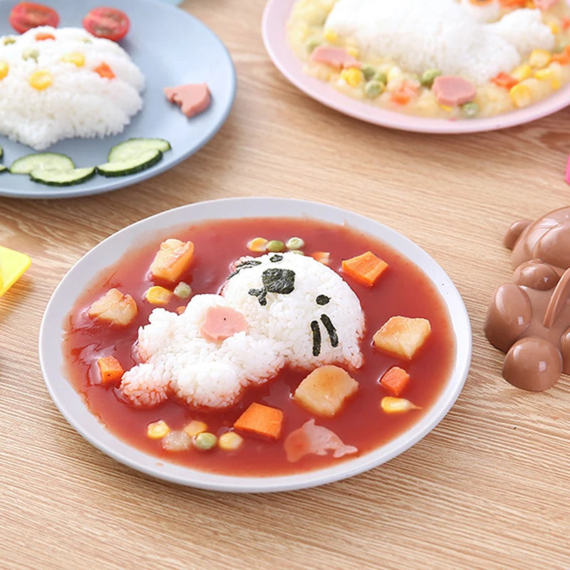 4PCS DIY Sandwich Rice Ball Mold Cartoon Marine Animals Sushi Mold Kitchen Gadgets Baby Kids Breakfast Sushi Bento Accessories