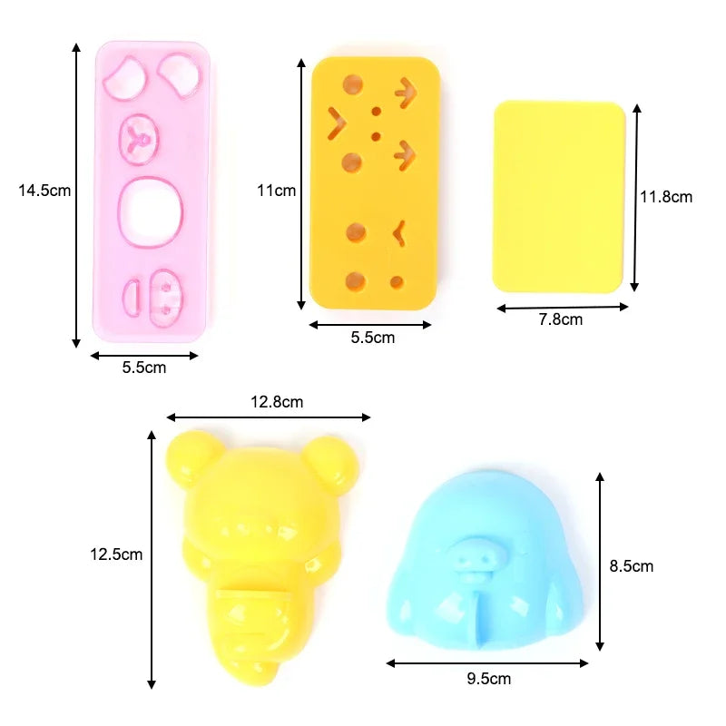 Rice Ball Mold Set Chicken Bear Kawaii Sushi Curry Rice Mould Pattern Bento Accessories Seaweed Cutter Kitchen Tools