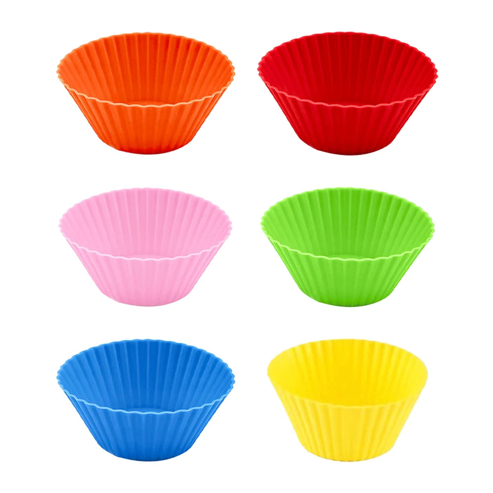 12 Pcs Bake Cupcake Mold Reusable Silicone Baking Cup Dessert Pudding Ramekin Holders Kitchen Baking Cup Muffin Cupcake Liners