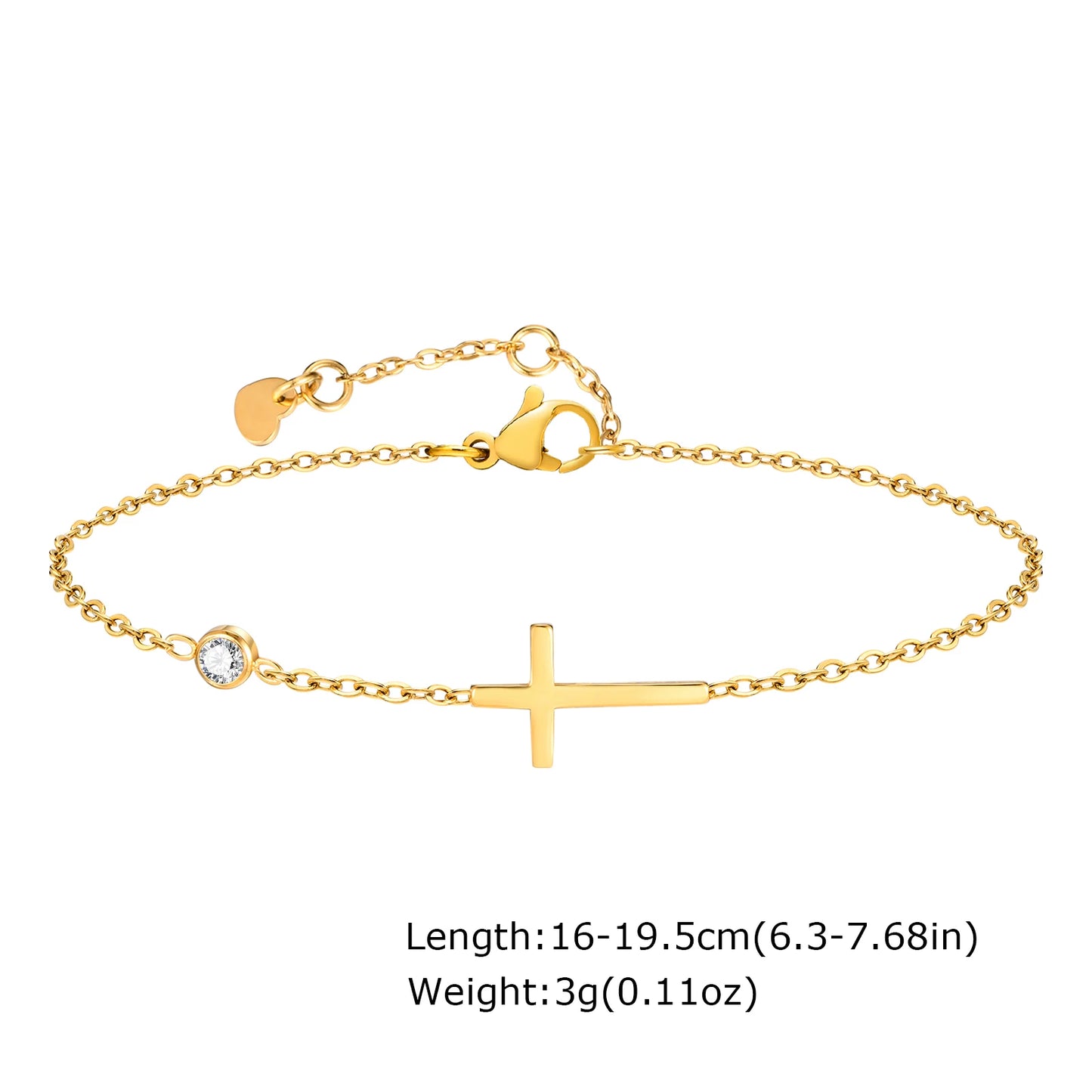 316L Stainless Steel Cross Bracelet for Women, Adjustable Chain Religious Christian Jewelry Daily Wear 2025 Trendy