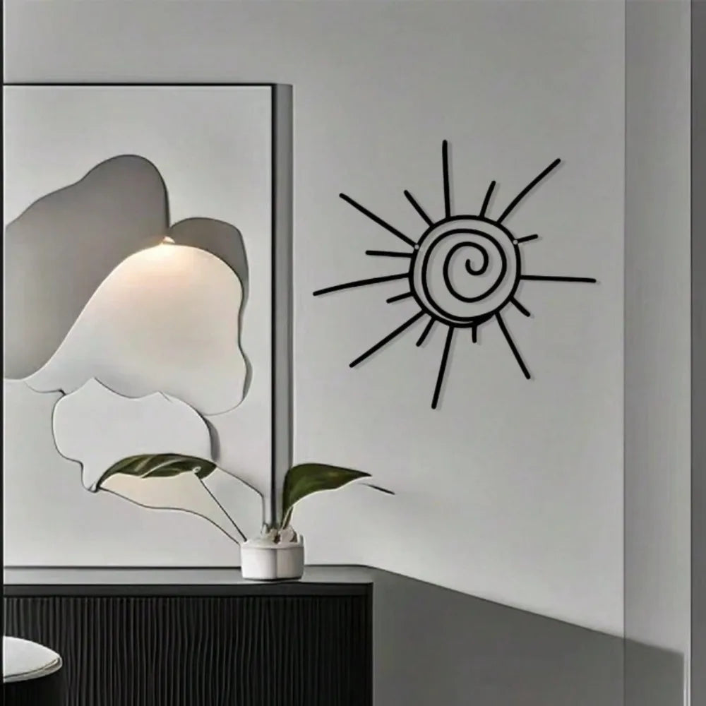 Handmade Bohemian Sun Burst Metal Wall Art - Exquisite Transverse Sunburst Hanging, Beach-Inspired Indoor/Outdoor Decor