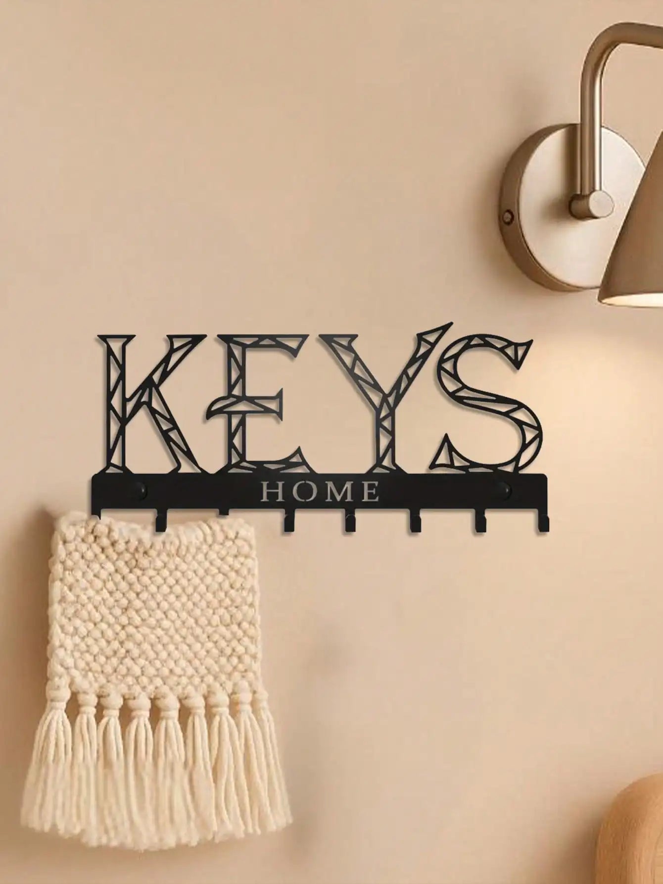 Black Metal Wall Sculpture Hook Organizer – Multi-Purpose Holder – Minimalist Decor – Halloween, Christmas Gift