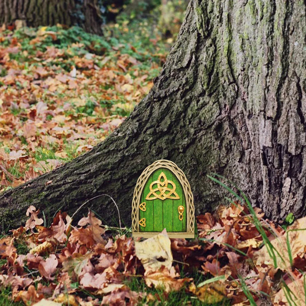 Miniature Fairy Door Wooden Elf Door Ornament Creative Dollhouse Fairy Door for Trees Garden Decor