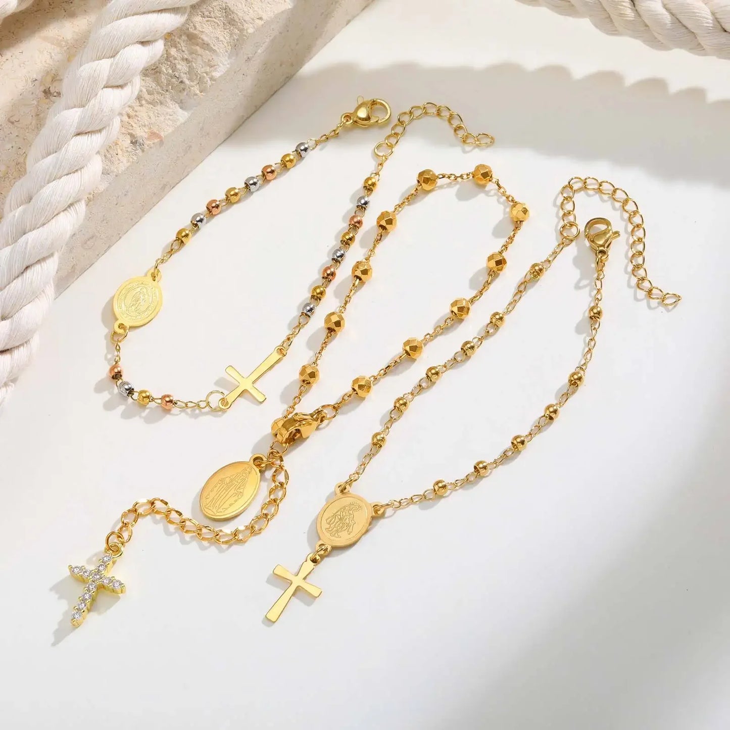 316L Stainless Steel Cross Bracelet for Women, Adjustable Chain Religious Christian Jewelry Daily Wear 2025 Trendy