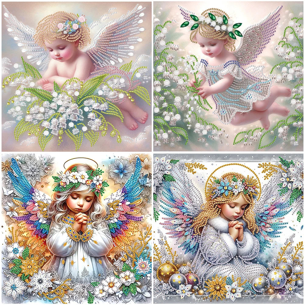 5D DIY Partial Special Shaped Drill Diamond Painting Kit Angel Child Decoration