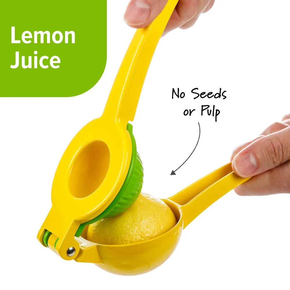 2-in-1 Lemon Lime Squeezer Dual-Cavity Juicer Heavy-Duty Aluminum Construction Ergonomic Handles Dishwasher Safe Kitchen Gadget