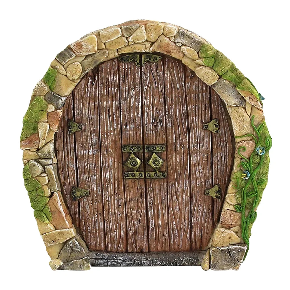 Miniature Fairy Door Wooden Elf Door Ornament Creative Dollhouse Fairy Door for Trees Garden Decor