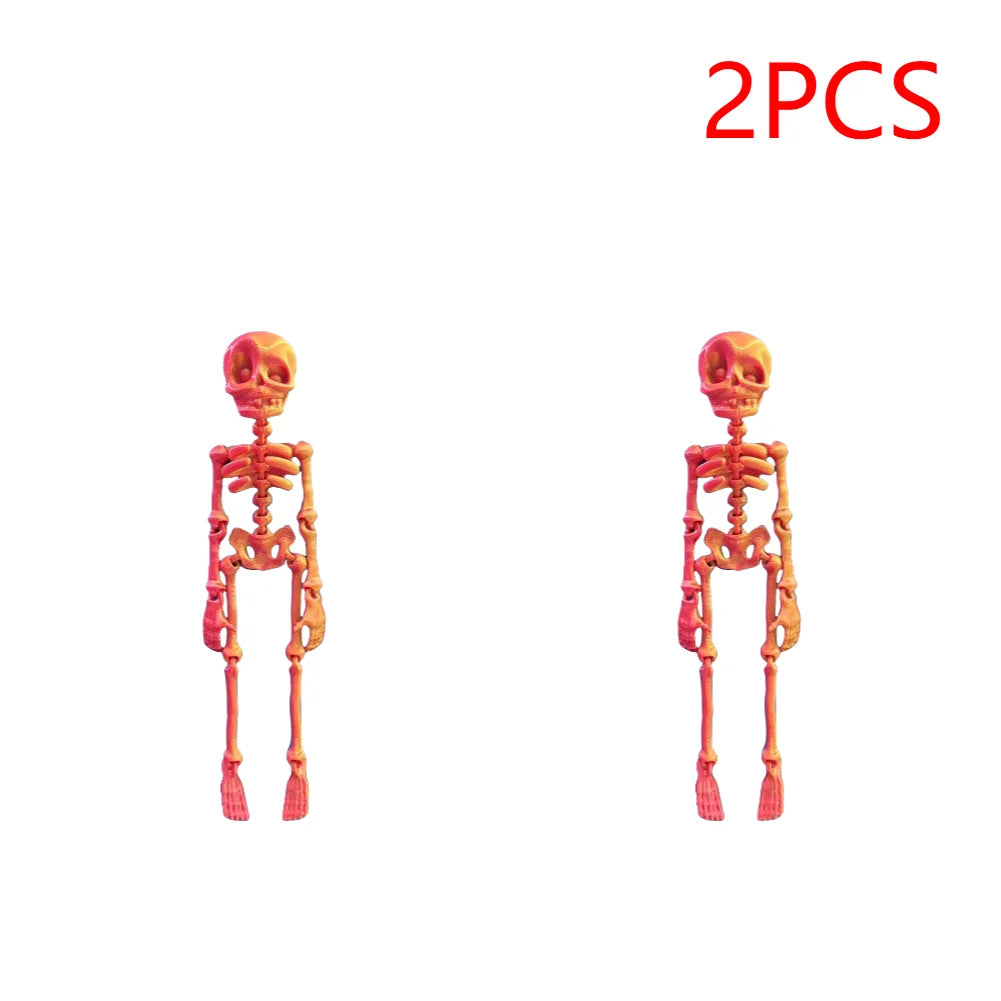 2/5PCS 3D Printed Skeleton Fridge Magnets with Movable Joints Cute Skull Fridge Magnets Home Kitchen Halloween Funny Decoration