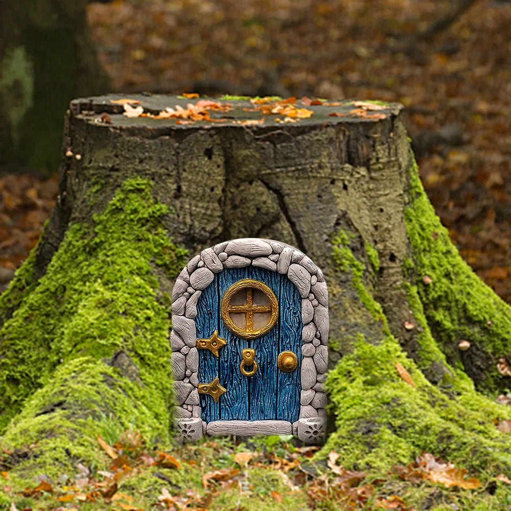 Miniature Fairy Door Wooden Elf Door Ornament Creative Dollhouse Fairy Door for Trees Garden Decor