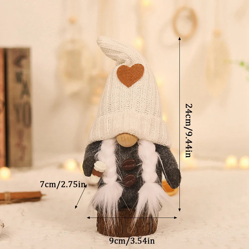 Coffee Gnome Doll New Year Christmas Plush Coffee Bar Decoration for Farmhouse Party Home Desktop Christmas Faceless Plush Dolls