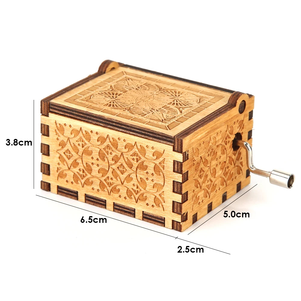 Retro Carved Hand Cranked Music Box Creative Chic Mini Ornaments Household Musical Box Home Decor Halloween Christmas Gifts