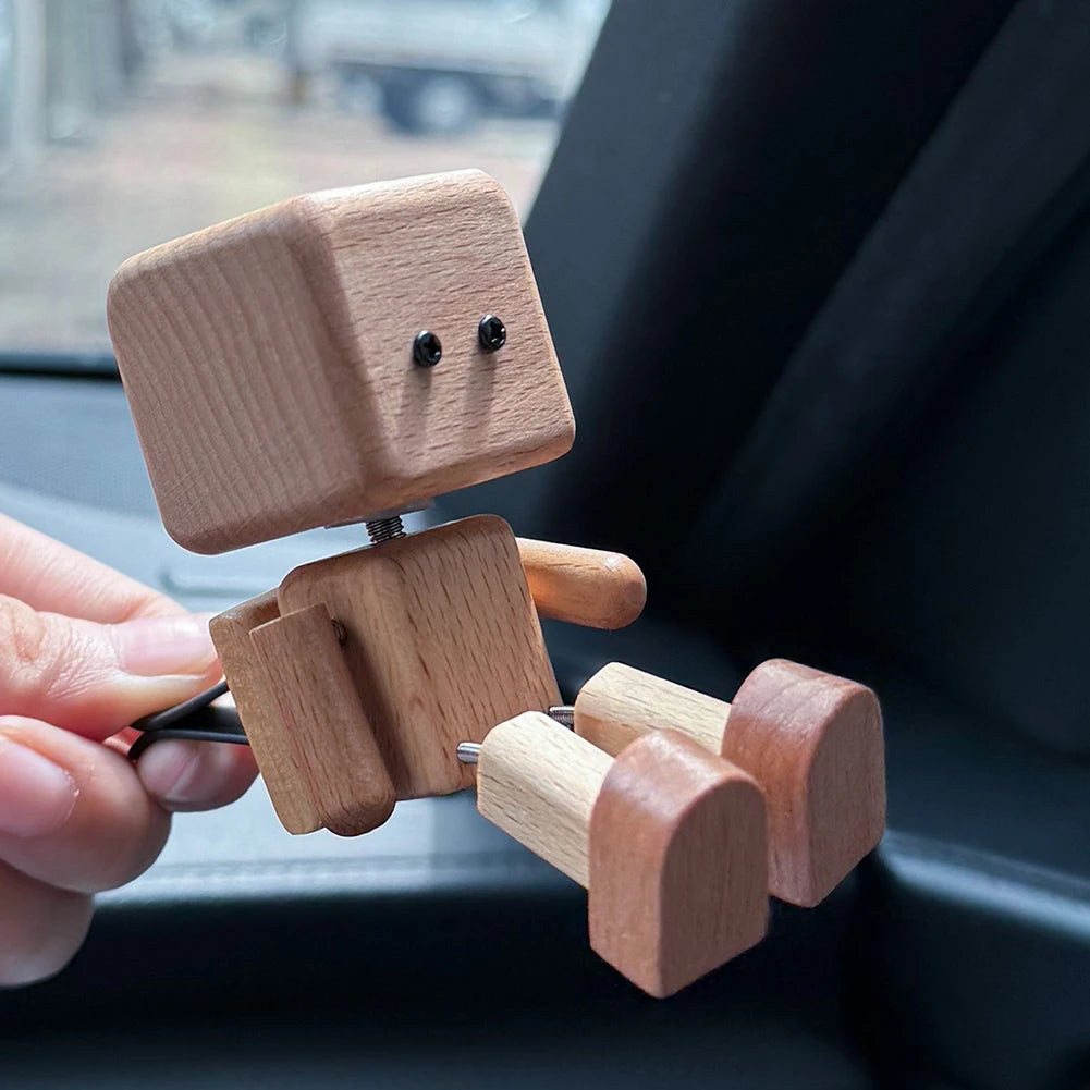 Handmade Shaking Feet Doll Funny Wood Desktop Decor Creative Wooden Man Figurine Handcrafted Statue for Car Dashboard Decor