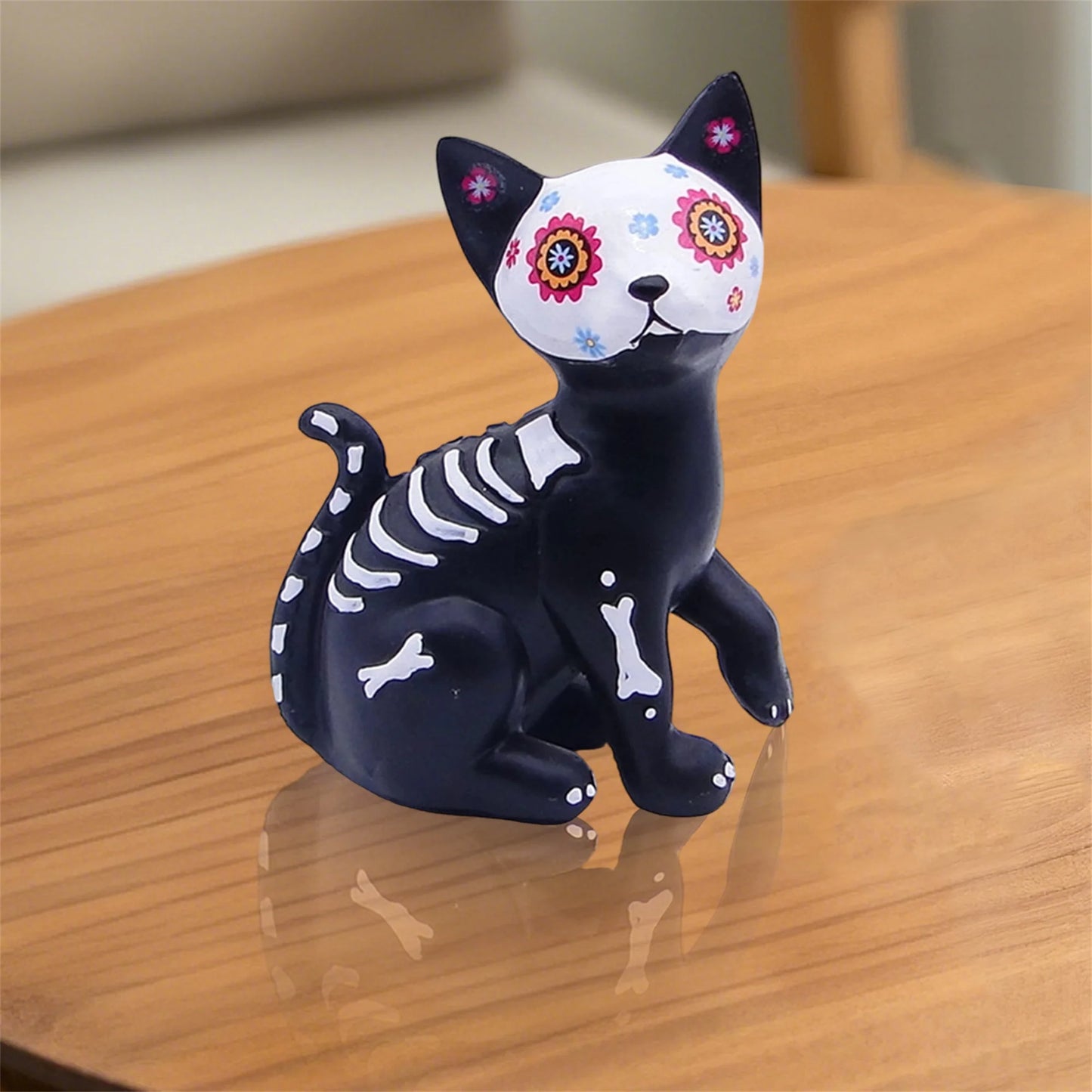 Spooky Halloween Resin Figurine Cute Dog Cat Desktop Decorative Ornaments for Home Living Room Office Decoration